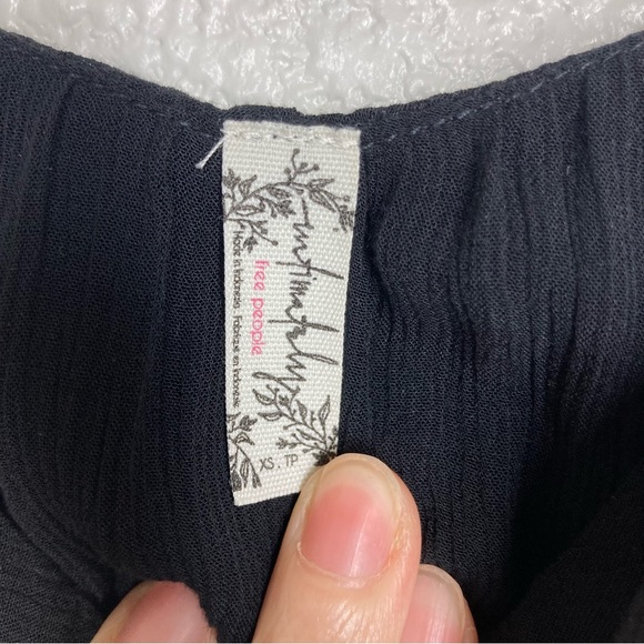 Free People Cascades Black Ruffle Tank Top XS Semi Sheer Flowy Top - Picture 11 of 14